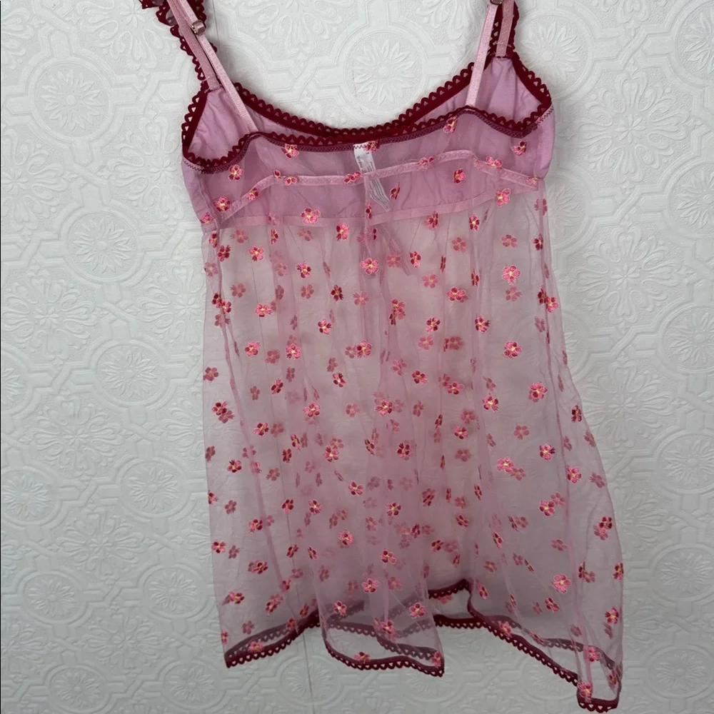 Urban Outfitters Lazy Daisy Sheer‎ Lingerie Tank Pink mini Dress Flowers Small